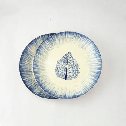 Ceramic Imprint leaf Dinner Plate | Set of 2 Default Title