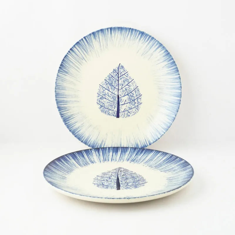 Ceramic Imprint leaf Dinner Plate | Set of 2 Default Title