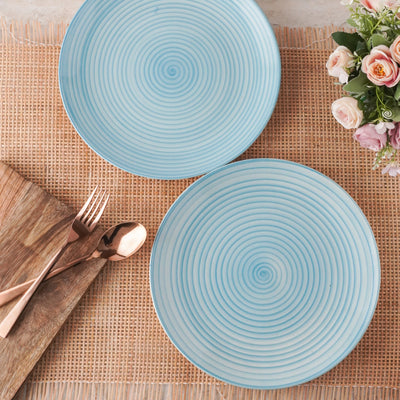 Blue Spiral Ceramic Dinner Plate | Set of 2 Default Title