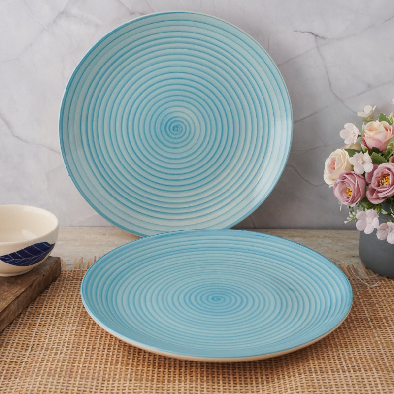 Blue Spiral Ceramic Dinner Plate | Set of 2 Default Title