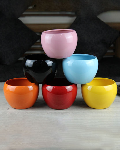 Small Multicolor Table Top Iron Pots | Set Of 6 | 5'' inch