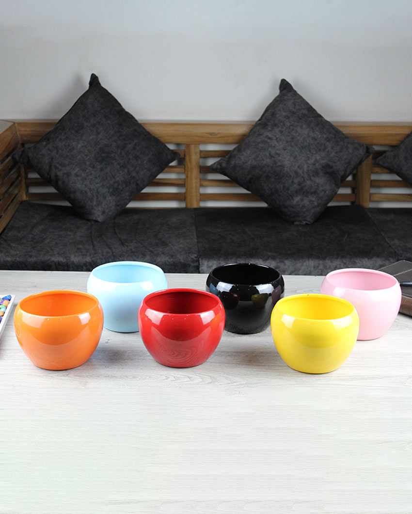 Small Multicolor Table Top Iron Pots | Set Of 6 | 5'' inch