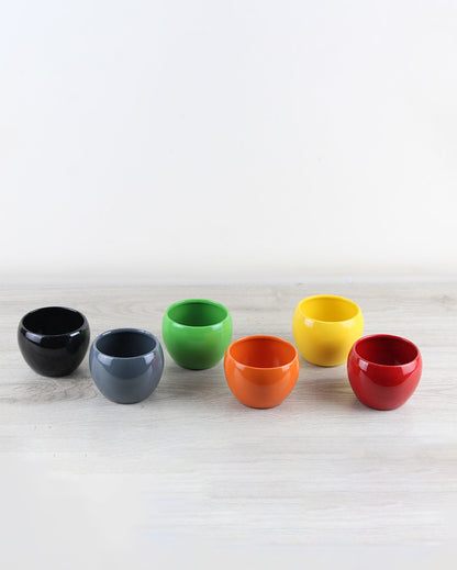 Multicolor Table Top Iron Pots | Set Of 6 2.5 Inches