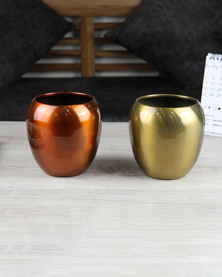 Brass & Gold Iron Pots | Set Of 2 | | 5 Inch