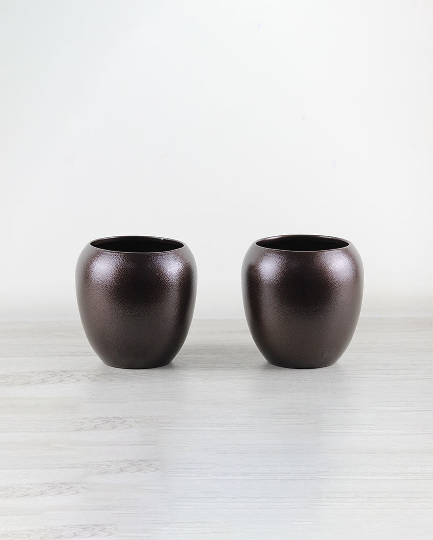 Antique Finish Iron Pots | Set Of 2 | 4.7 Inch