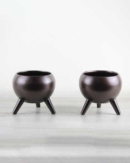 3 Legs Iron Pots | Set Of 2 | 5 Inch
