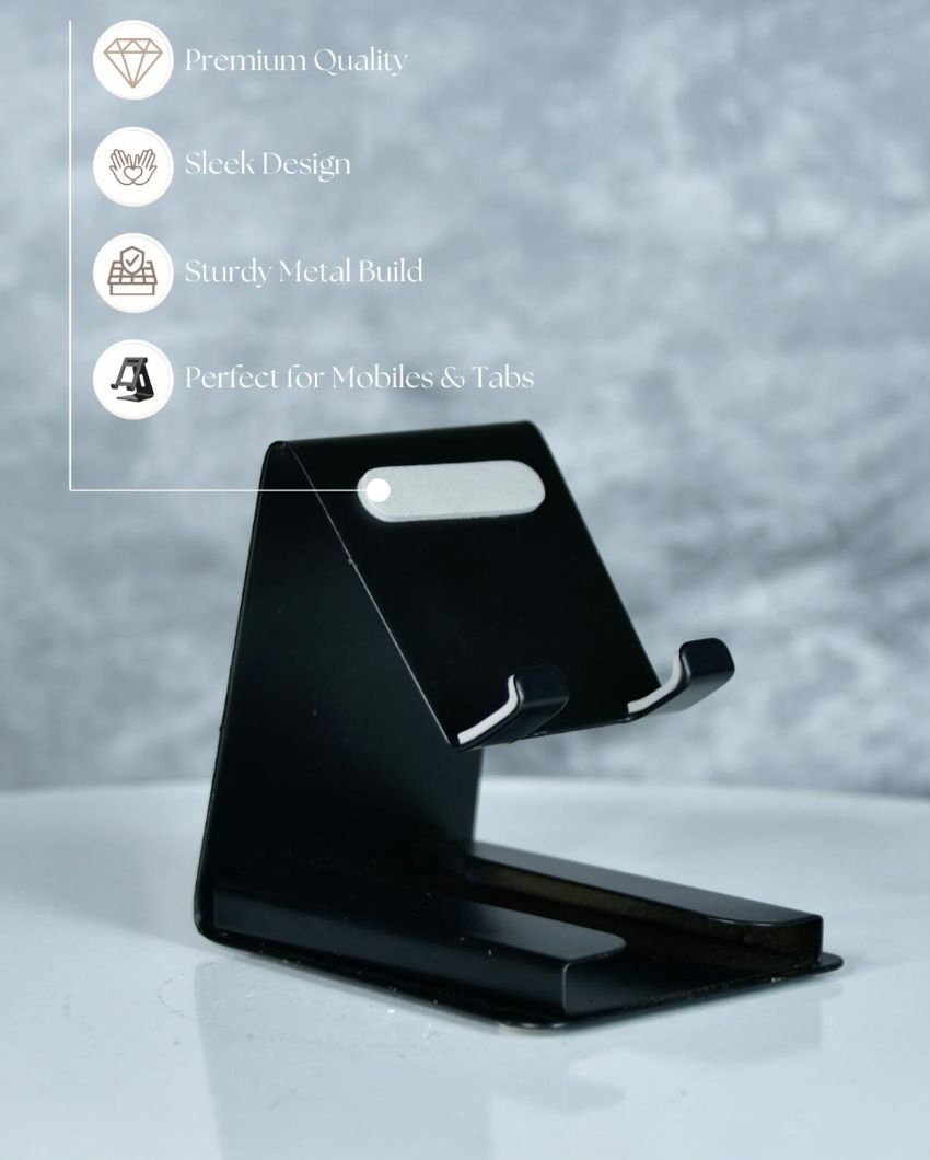 Black Padded Metal Phone Stand With Card Holder | Set of 2