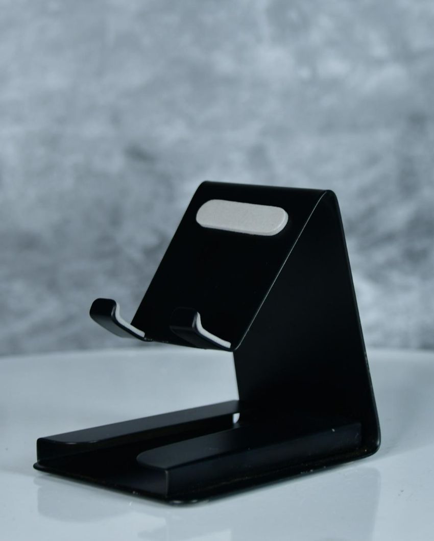 Black Padded Metal Phone Stand With Card Holder | Set of 2