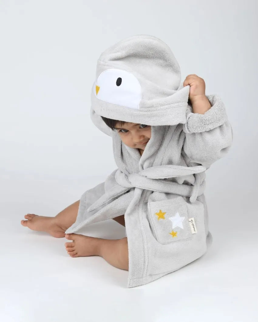 Penguin Style Cotton Hooded Baby Robe