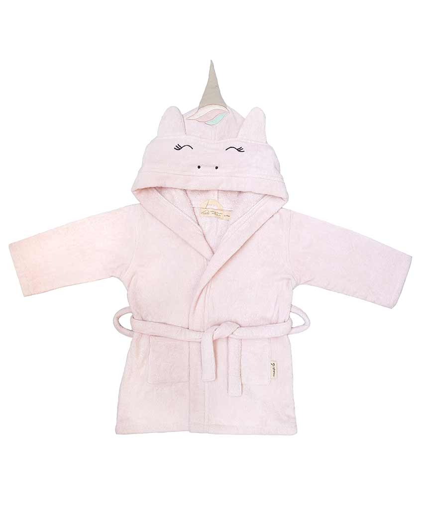 Unicorn Style Cotton Hooded Baby Robe | 17 x 30 inches