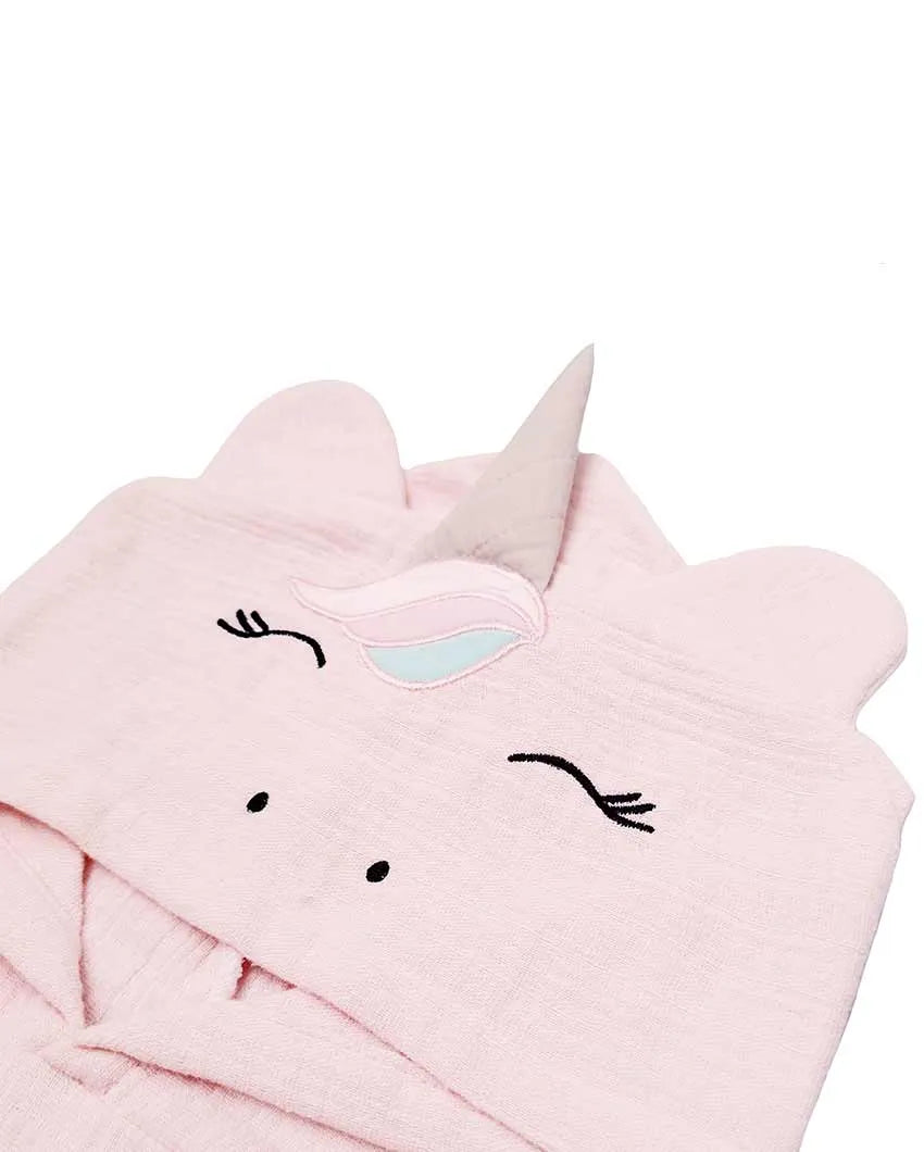 Unicorn Style Cotton Hooded Baby Robe | 17 x 30 inches