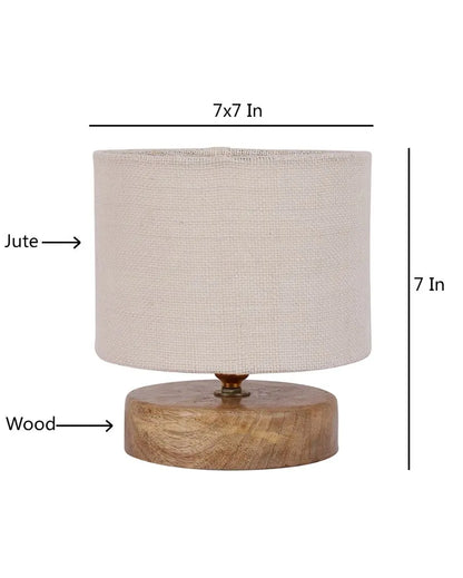 Drum Designer Jute Shade Table Lamp With Wood Base White