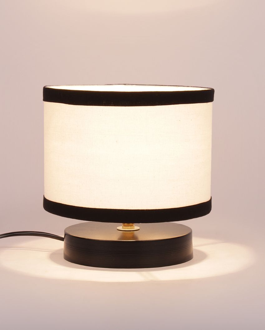 Drum Designer Zabric Cotton Shade Table Lamp With Black Base