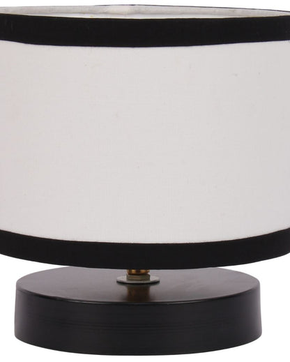 Drum Designer Zabric Cotton Shade Table Lamp With Black Base