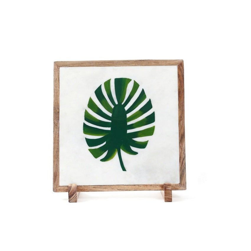 Leafy Love Marble Showpiece | 10 x 10 inches