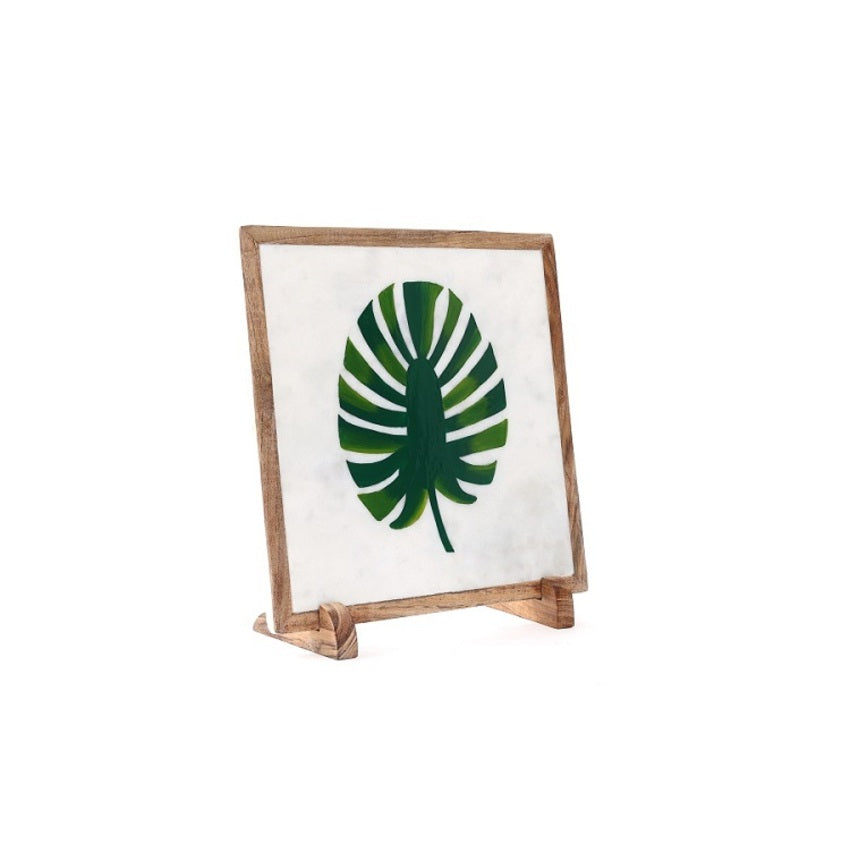 Leafy Love Marble Showpiece | 10 x 10 inches