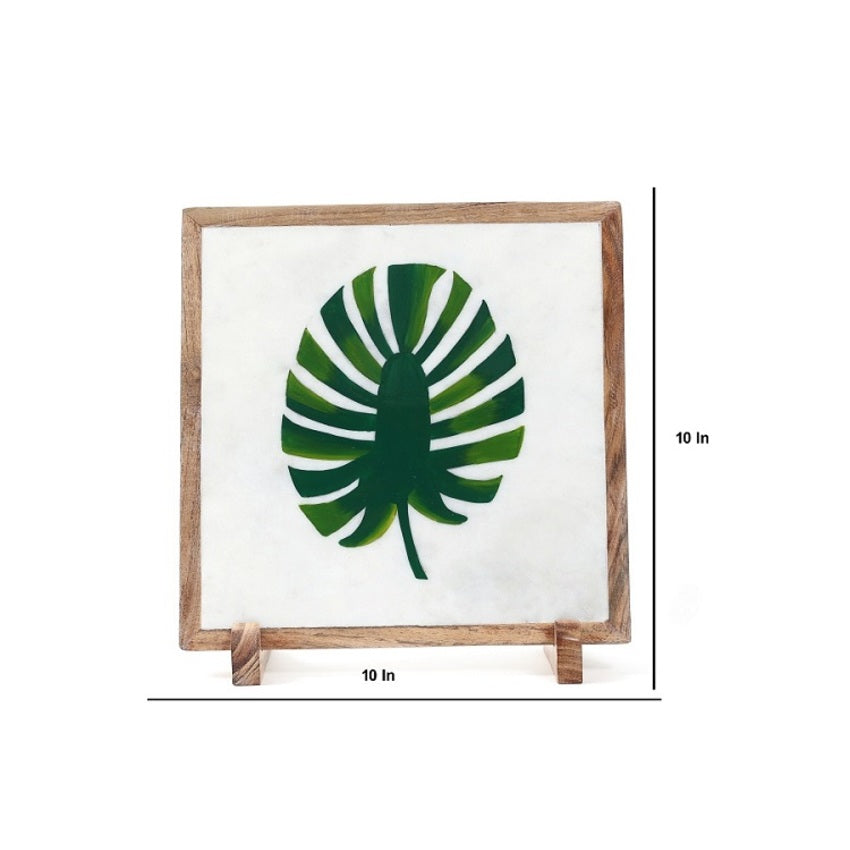 Leafy Love Marble Showpiece | 10 x 10 inches