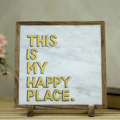 Happy Place Marble Showpiece | 10 x 10 inches