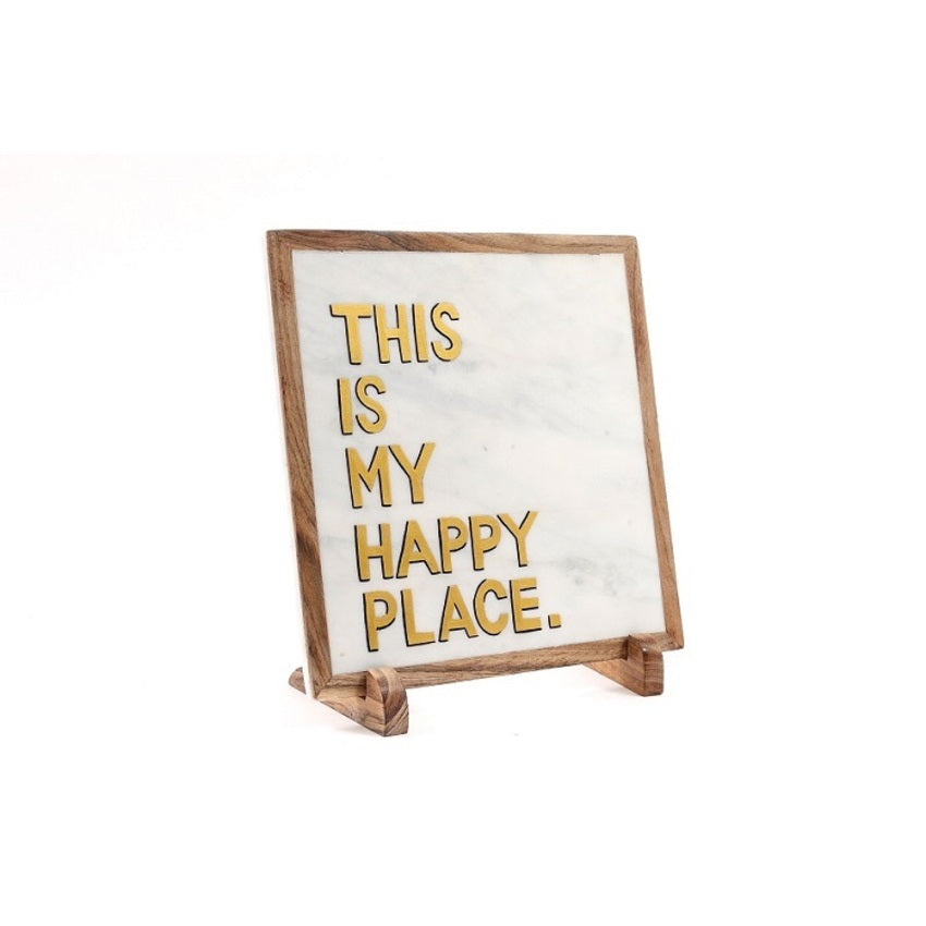 Happy Place Marble Showpiece | 10 x 10 inches