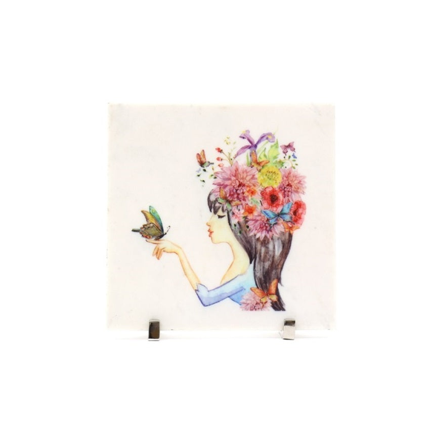 Girl and Flowers Showpiece | 10 x 10 inches