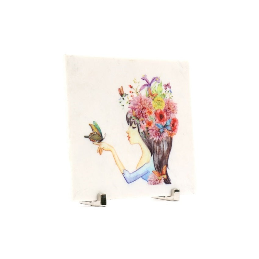 Girl and Flowers Showpiece | 10 x 10 inches