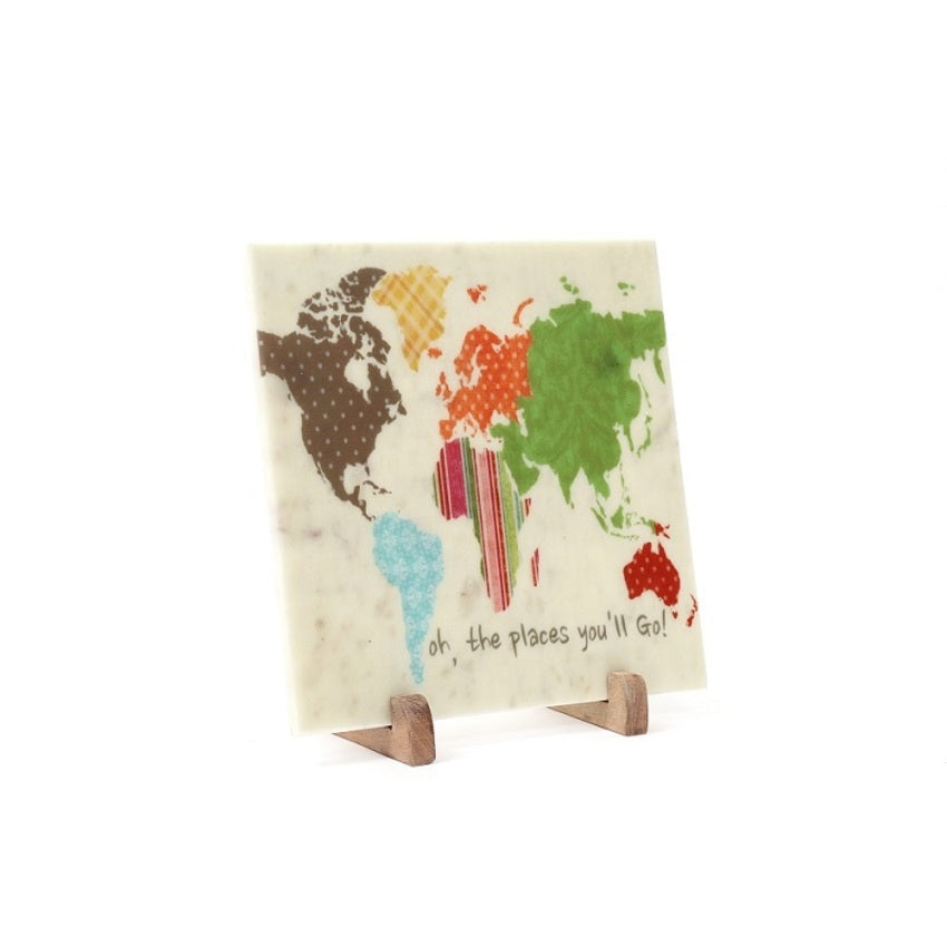 World Map Art Marble Showpiece | 10 x 10 inches