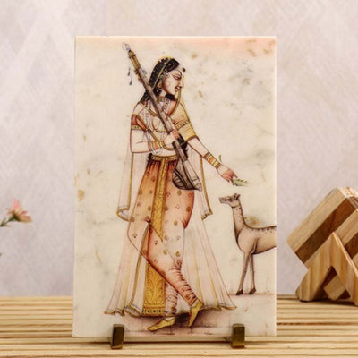 Devotional Meera Marble Showpiece | 8 x 14 inches