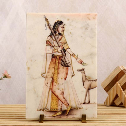 Devotional Meera Marble Showpiece | 8 x 14 inches