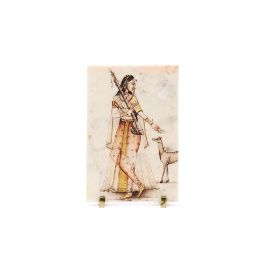 Devotional Meera Marble Showpiece | 8 x 14 inches