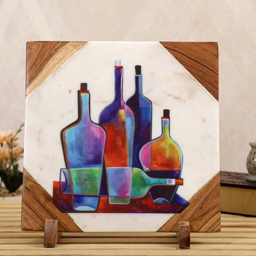 Wine and Dine Marble Showpiece | 10 x 10 inches