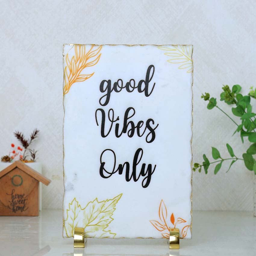 Good Vibes Only Marble Showpiece | 8 x 12 inches