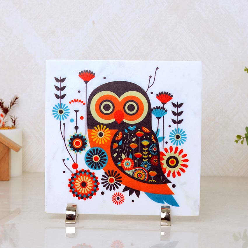 Vibrant Owl Showpiece | 10 x 10 inches