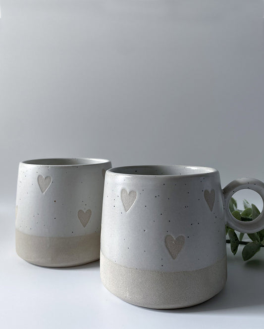Tiny Hearty Ceramic Mugs | Set Of 2 | 300 ml