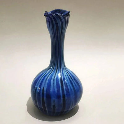 Traditional Blue Hues Murano Glass Style Vase | 3 x 6 inches