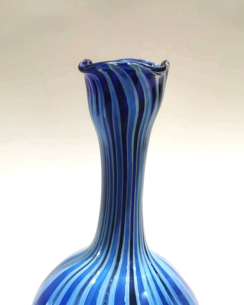 Traditional Blue Hues Murano Glass Style Vase