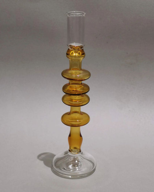 Murano Style Vintage Glass Candle Holder | Amber Dream Yellow