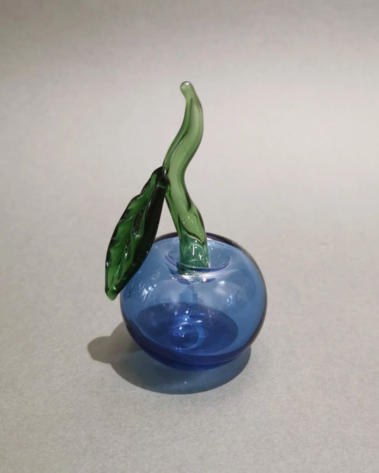 Cherry Apples Murano Glass Style Decoration Blue