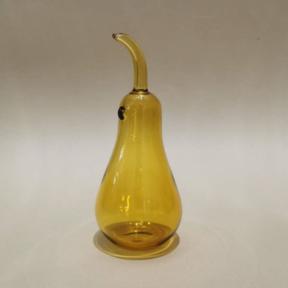 Murano Style Decorative Glass Pear Amber Art