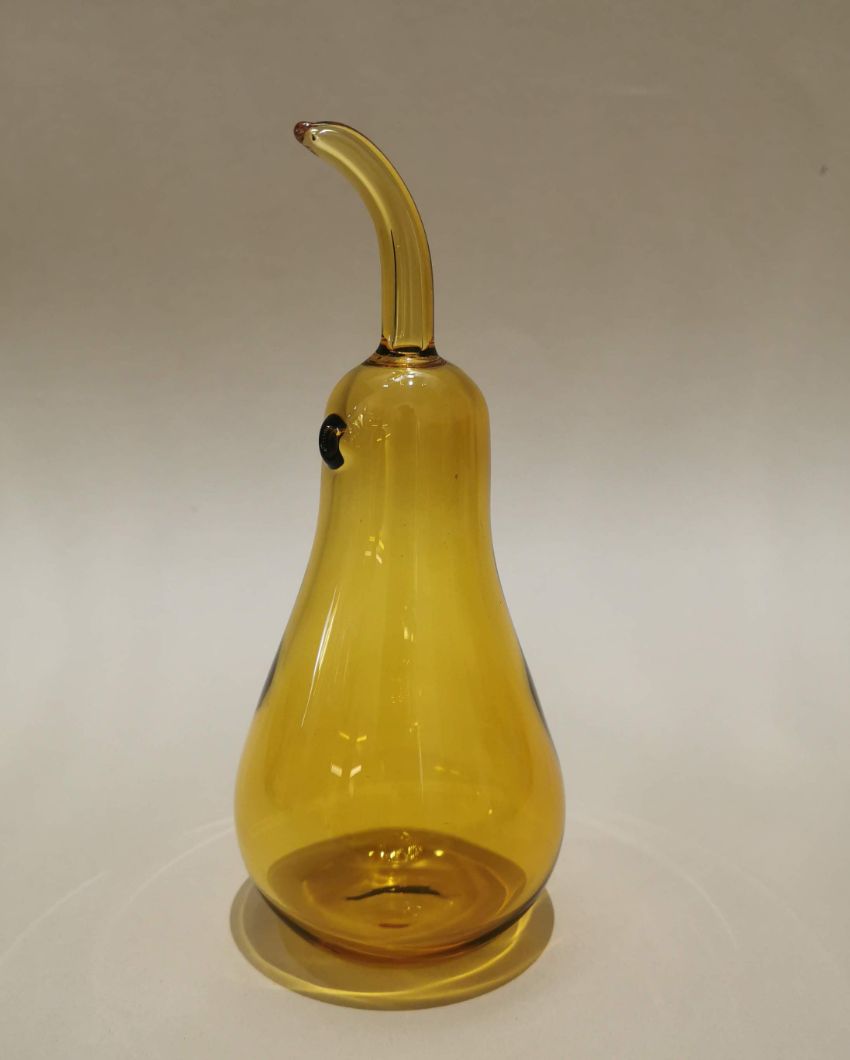 Murano Style Decorative Glass Pear Amber Art