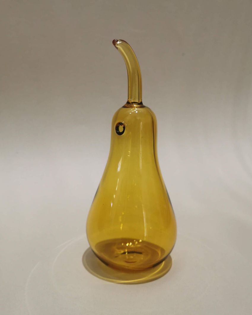 Murano Style Decorative Glass Pear Amber Art