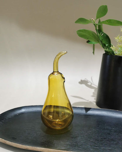 Murano Style Decorative Glass Pear Amber Art