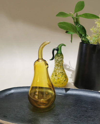 Murano Style Decorative Glass Pear Amber Art