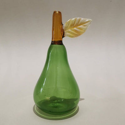 Murano Style Decorative Glass Green Pear Art