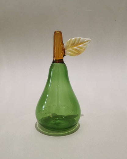 Murano Style Decorative Glass Green Pear Art