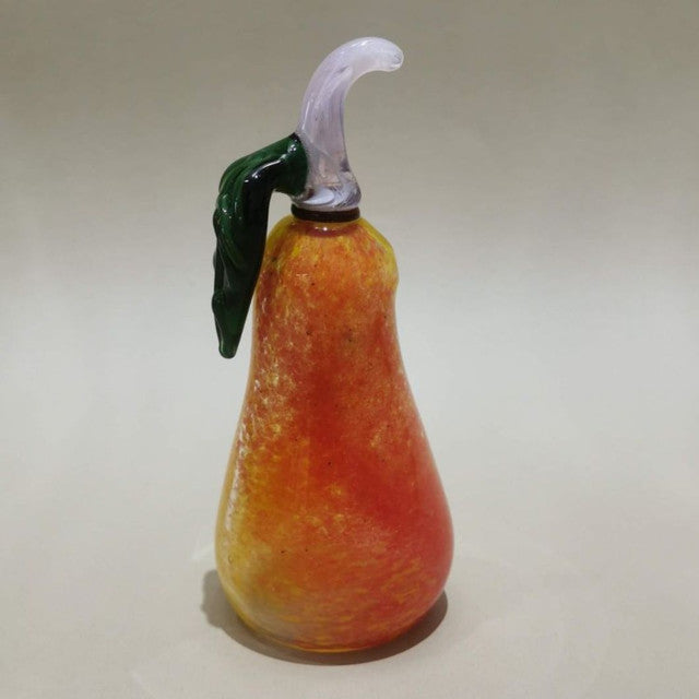 Murano Red & Yellow Style Decorative Glass Pear Art