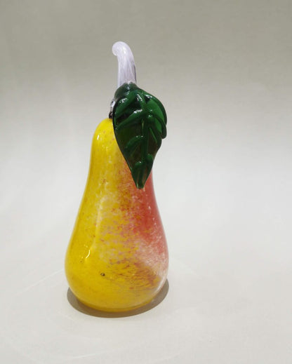 Murano Red & Yellow Style Decorative Glass Pear Art