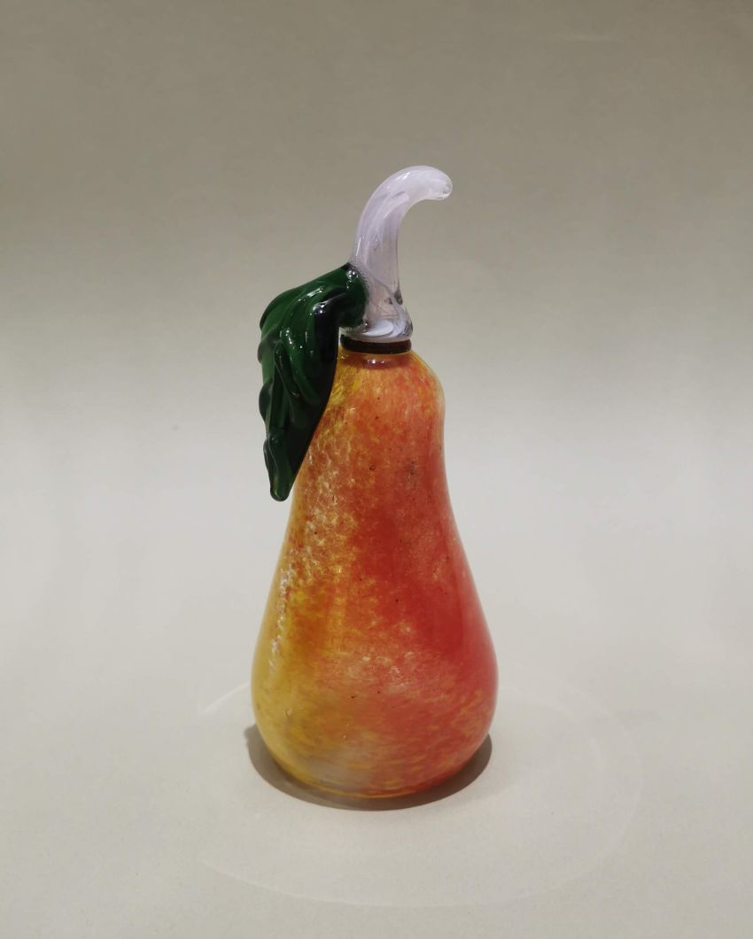 Murano Red & Yellow Style Decorative Glass Pear Art