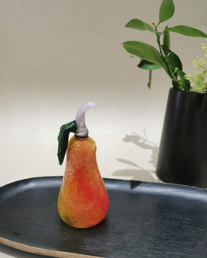 Murano Red & Yellow Style Decorative Glass Pear Art