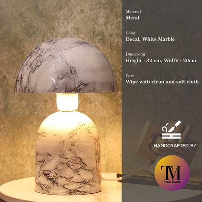 Antique Marble Finish Mushroom Glow Table Lamp Light | 8 x 13 inches