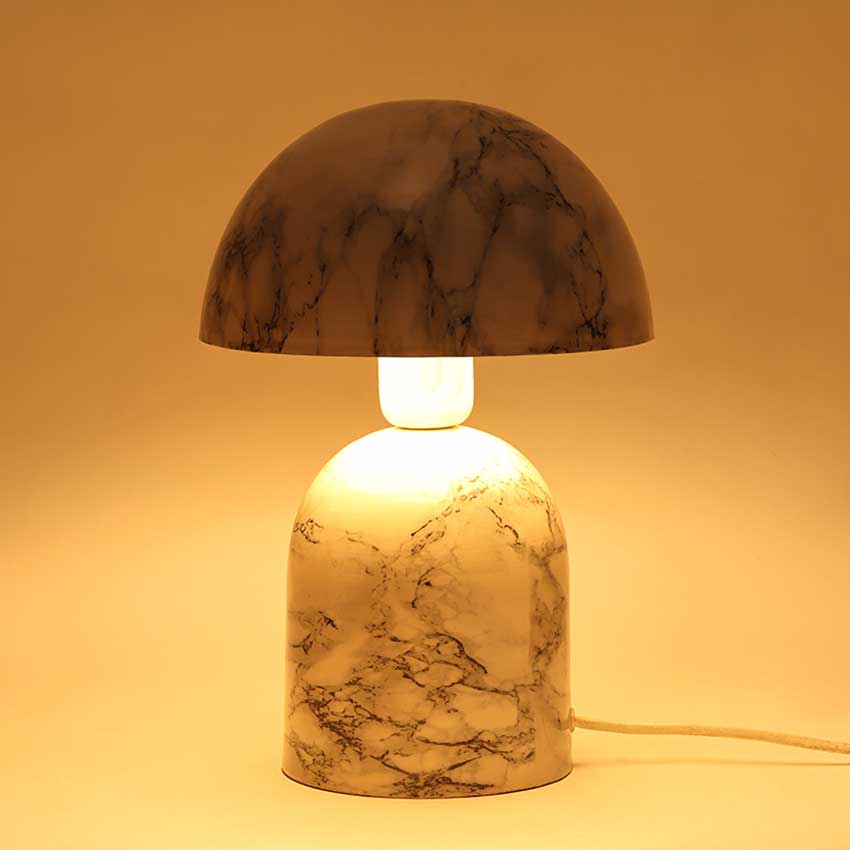 Antique Marble Finish Mushroom Glow Table Lamp Light | 8 x 13 inches